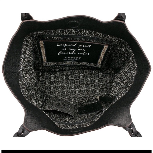 Brighton Africa Stories MASAI Embroidered Black Leather Tote Handbag MSRP $425 - Picture 3 of 4